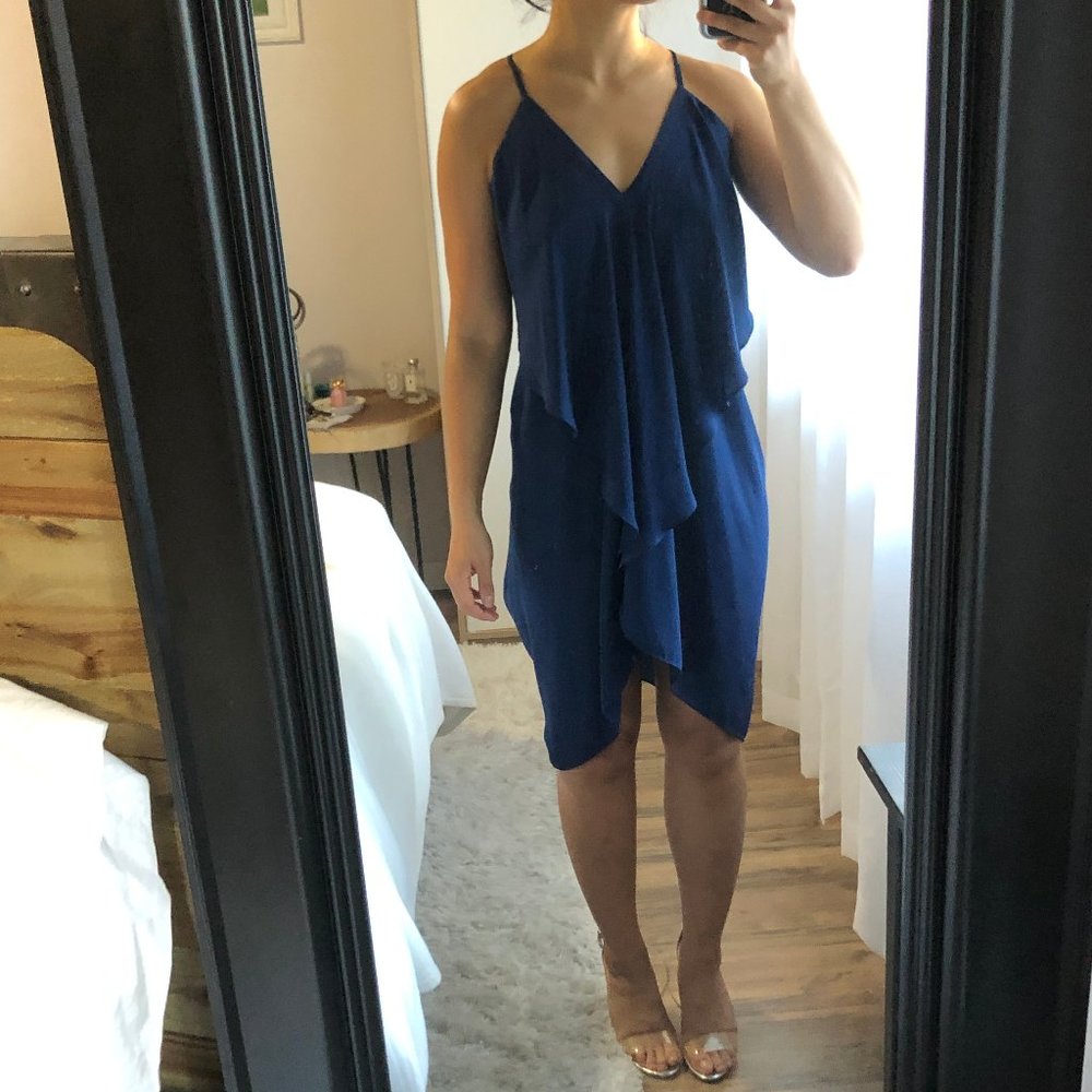 Tiered mini dress with drape back